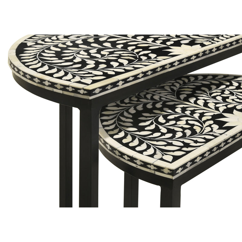 Coaster Furniture Zakiya 930195 2-piece Demilune Nesting Table Set - Black and White IMAGE 8