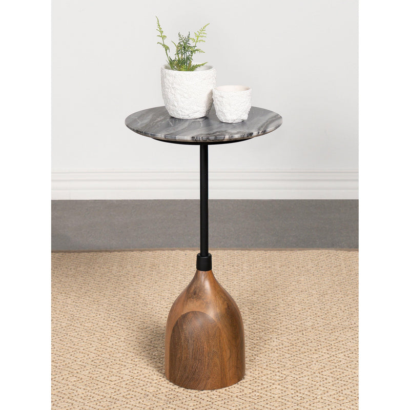 Coaster Furniture Ophelia 930253 Round Marble Top Accent Side Table - Black IMAGE 2
