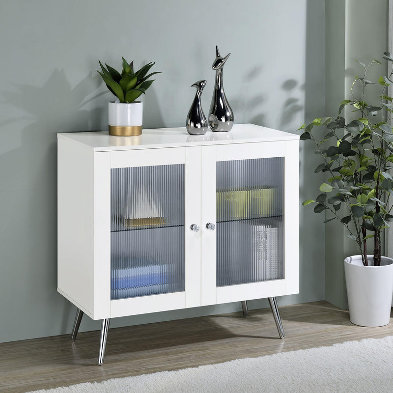 Coaster Furniture Nieta 950396 2-door Engineered Wood Accent Cabinet - White High Gloss IMAGE 2