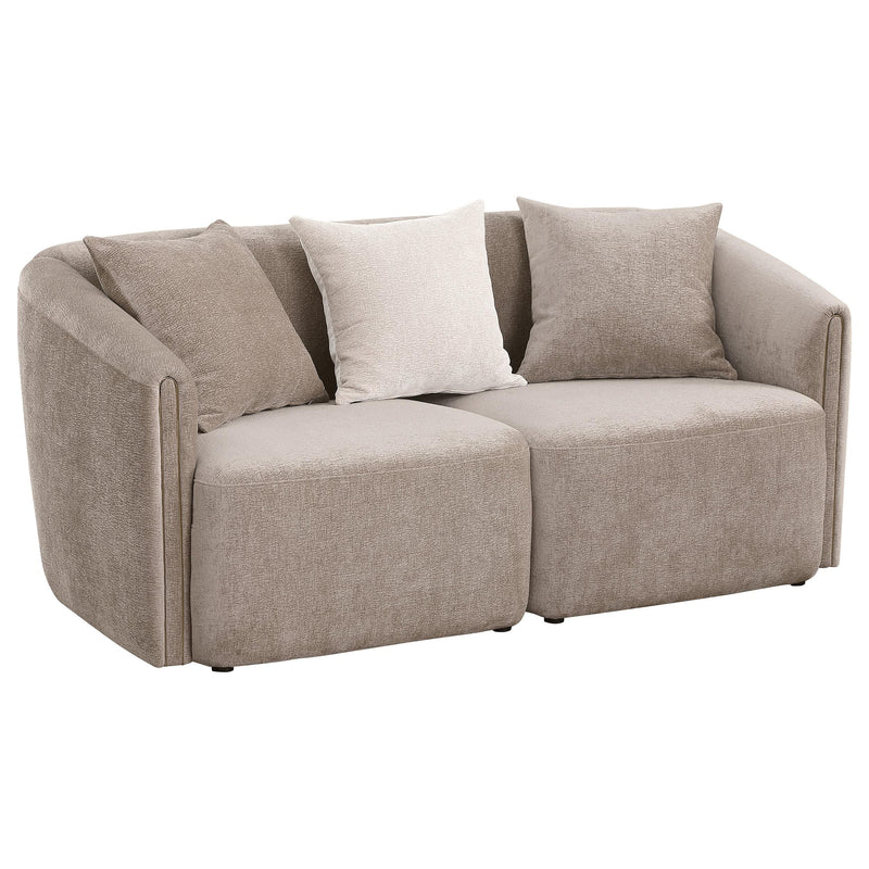 Coaster Furniture Townsend 504755 Chenille Upholstered Rolled Arm Loveseat - Latte IMAGE 1