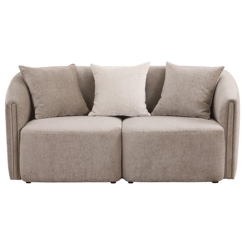 Coaster Furniture Townsend 504755 Chenille Upholstered Rolled Arm Loveseat - Latte IMAGE 2