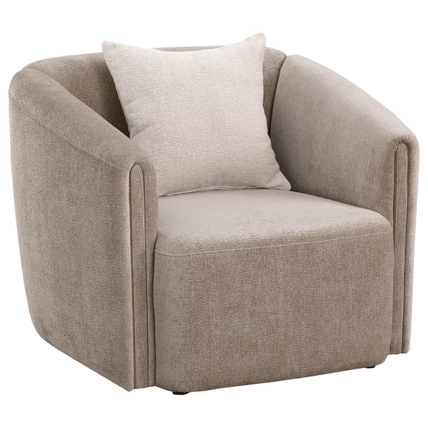 Coaster Furniture Townsend 504756 Chenille Upholstered Rolled Arm Chair - Latte IMAGE 1