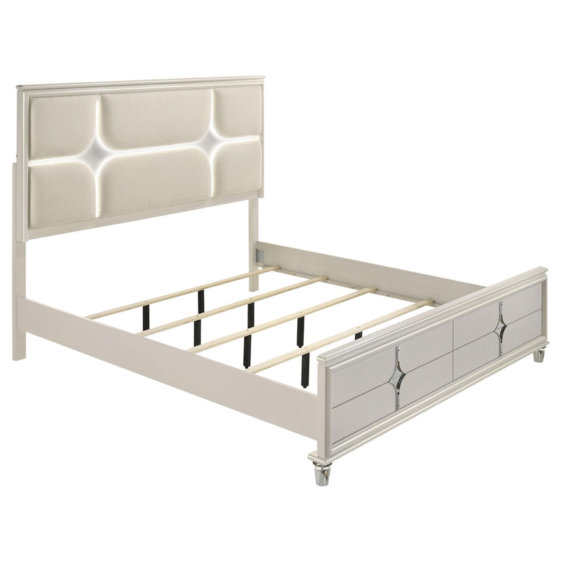 Coaster Furniture Olivia 224951Q Queen Panel Bed LED Headboard - Pearl White IMAGE 3
