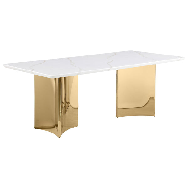 Coaster Furniture Tevlin 108261 Rectangular 79-inch Marble Top Dining Table - White IMAGE 1
