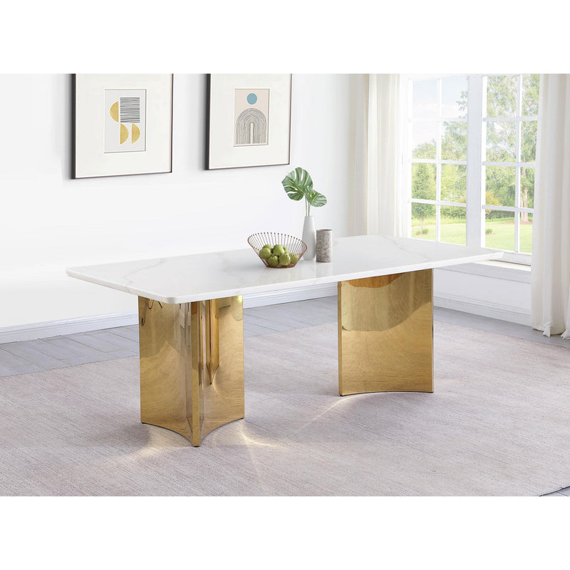 Coaster Furniture Tevlin 108261 Rectangular 79-inch Marble Top Dining Table - White IMAGE 2