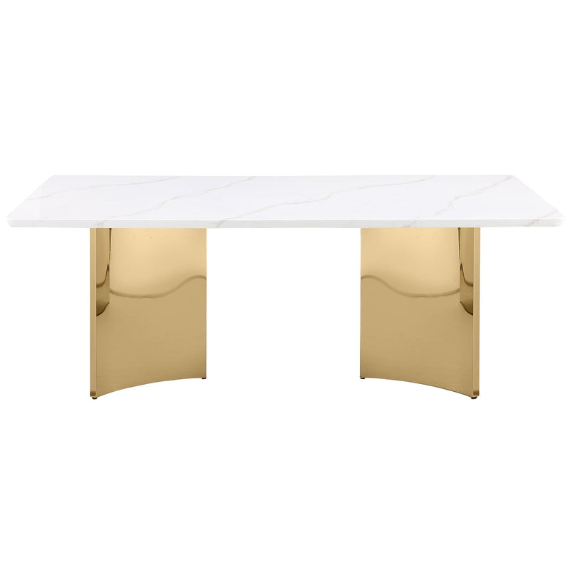 Coaster Furniture Tevlin 108261 Rectangular 79-inch Marble Top Dining Table - White IMAGE 3
