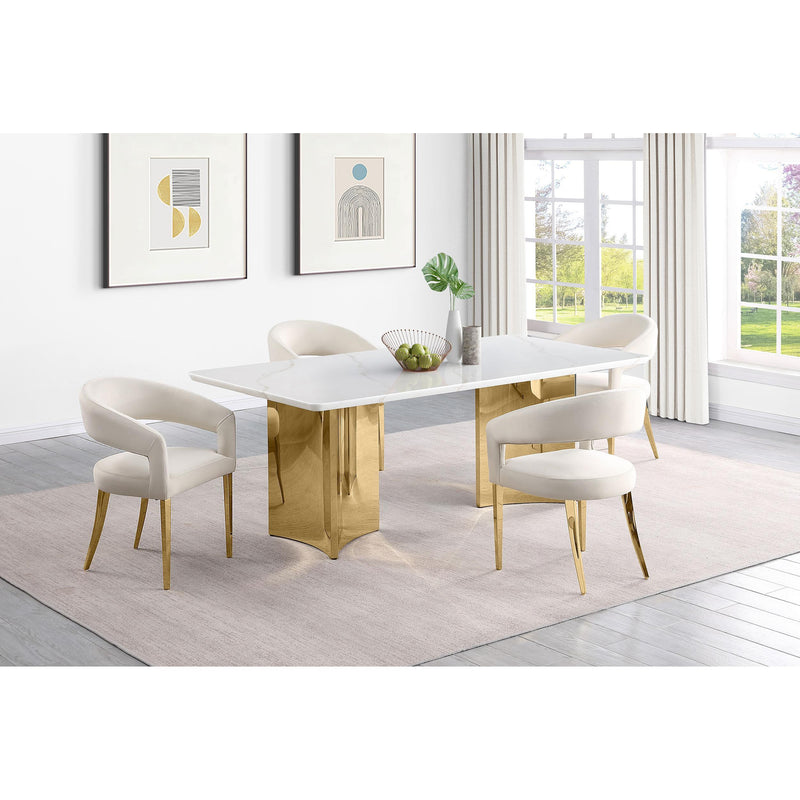 Coaster Furniture Tevlin 108261 Rectangular 79-inch Marble Top Dining Table - White IMAGE 6