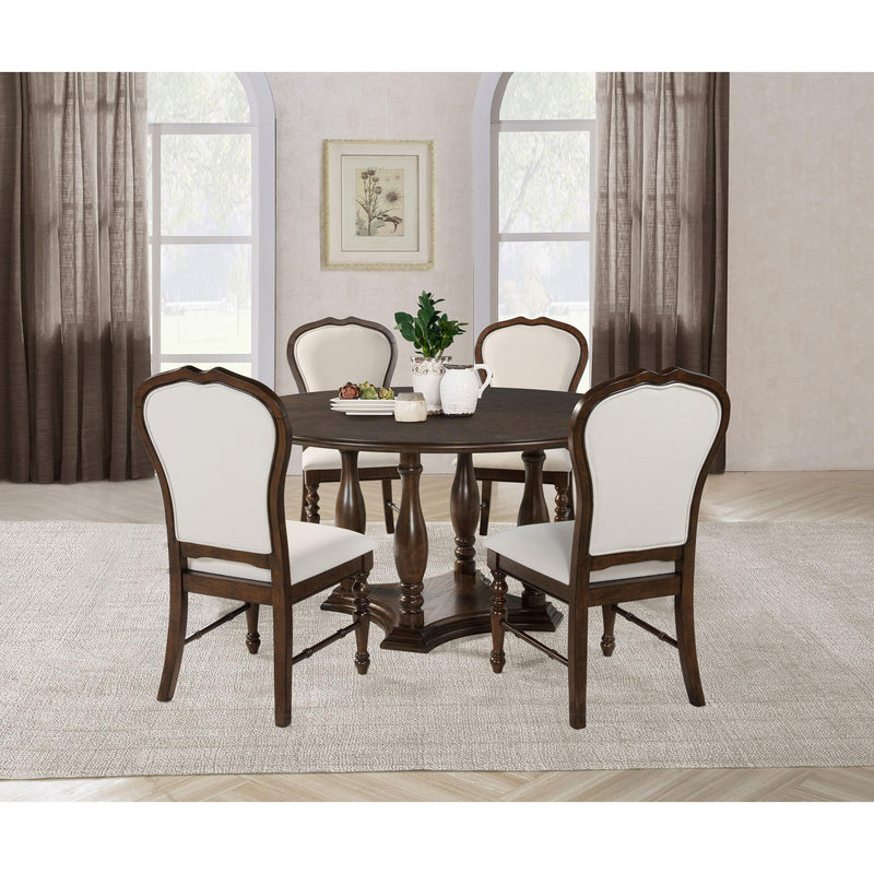 Coaster Furniture Landon 109400 60-inch Round Wood Pedestal Dining Table - Rich Brown IMAGE 4
