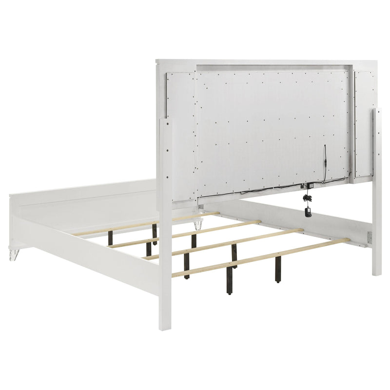 Coaster Furniture Marmore 224961KE 64-inch Eastern King Panel Bed LED Headboard - White IMAGE 4