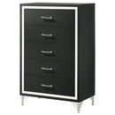 Coaster Furniture Lucia 224995 5-Drawer Bedroom Chest of Drawers - Black IMAGE 4