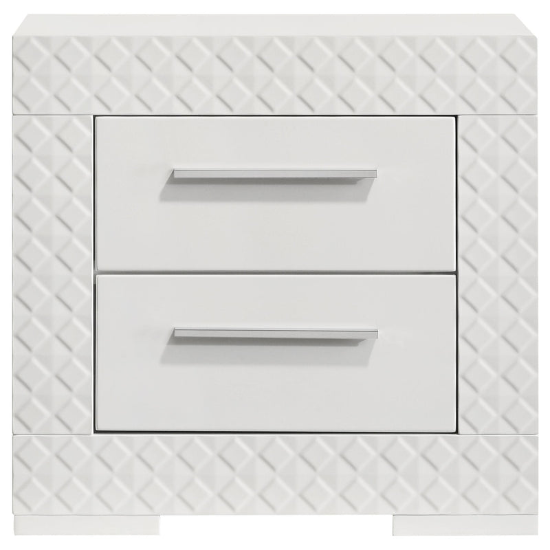 Coaster Furniture Ives 224942 2-Drawer Nightstand Bedside Table - White High Gloss IMAGE 3