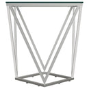 Coaster Furniture Brittania 709737 Square Glass Top Geometric End Table - Nickel IMAGE 3