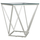 Coaster Furniture Brittania 709737 Square Glass Top Geometric End Table - Nickel IMAGE 4
