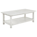 Coaster Furniture Payne 710558 Wood Coffee Table with Shelf - Distressed White IMAGE 1