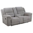 Coaster Furniture Gilson 602552 Chenille Upholstered Reclining Loveseat - Grey IMAGE 1