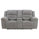 Coaster Furniture Gilson 602552 Chenille Upholstered Reclining Loveseat - Grey IMAGE 5