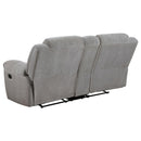 Coaster Furniture Gilson 602552 Chenille Upholstered Reclining Loveseat - Grey IMAGE 6