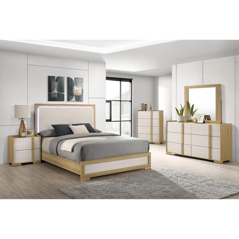 Coaster Furniture Hyland 215651KE Eastern King Panel Bed LED Headboard - Natural IMAGE 7