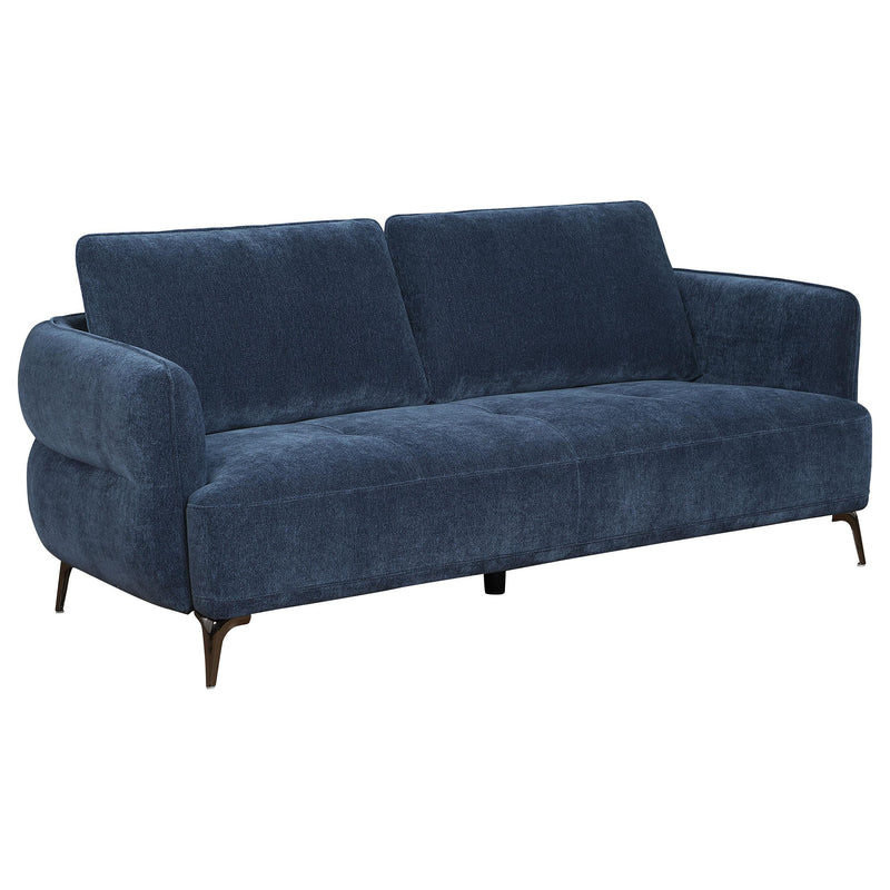 Coaster Furniture Lively 509041 Chenille Upholstered Modern Track Arm Sofa - Blue IMAGE 1