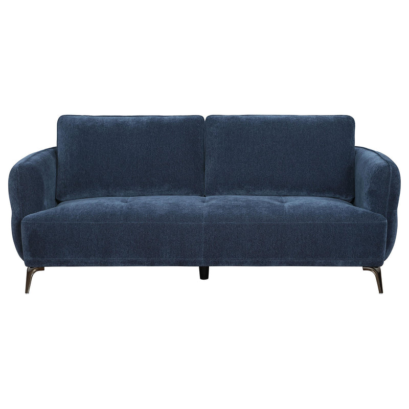 Coaster Furniture Lively 509041 Chenille Upholstered Modern Track Arm Sofa - Blue IMAGE 2