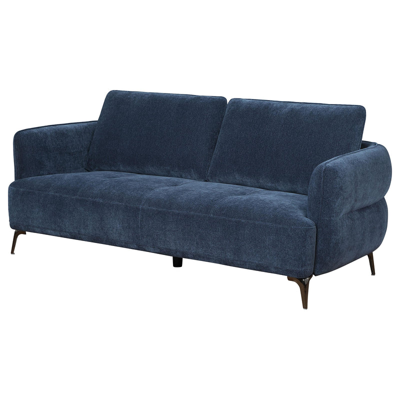 Coaster Furniture Lively 509041 Chenille Upholstered Modern Track Arm Sofa - Blue IMAGE 3