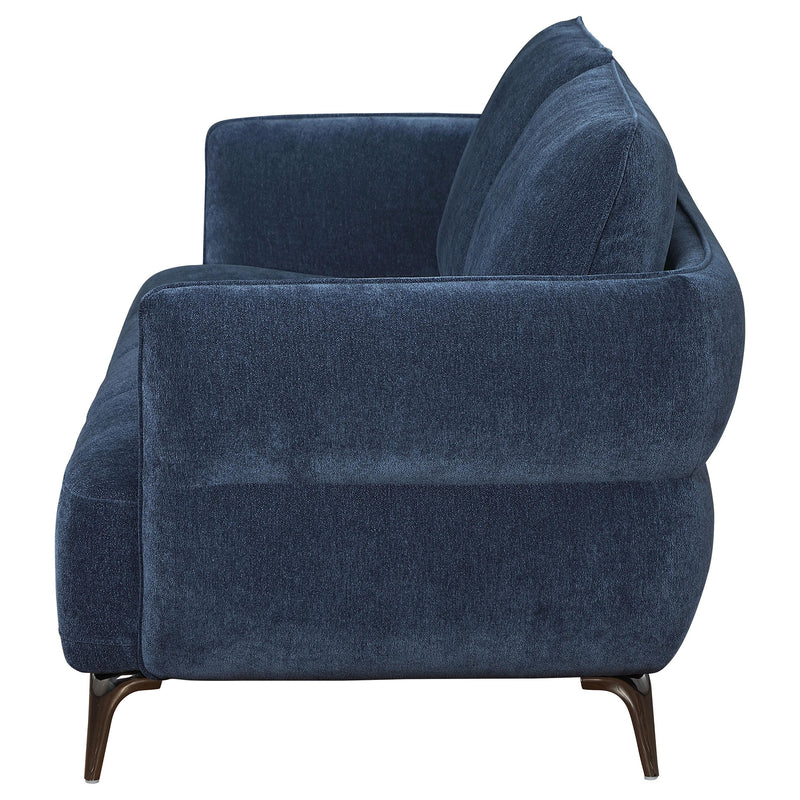Coaster Furniture Lively 509041 Chenille Upholstered Modern Track Arm Sofa - Blue IMAGE 4