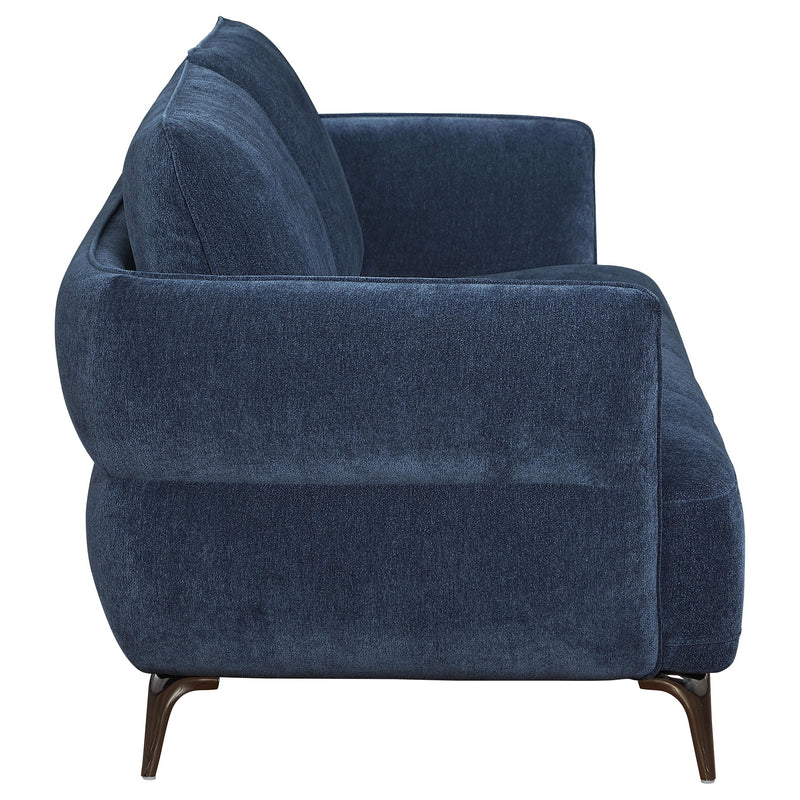 Coaster Furniture Lively 509041 Chenille Upholstered Modern Track Arm Sofa - Blue IMAGE 7