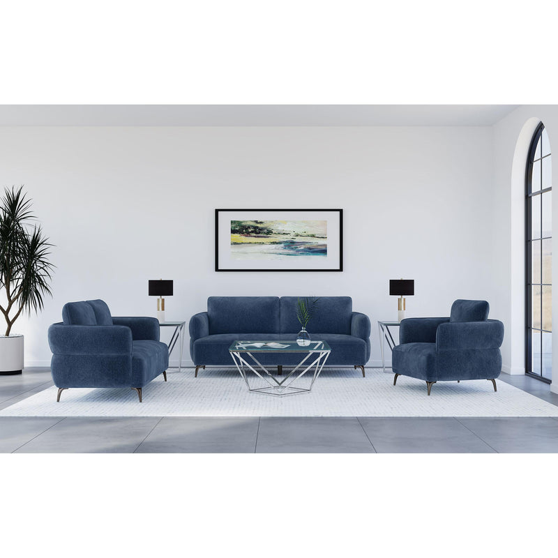 Coaster Furniture Lively 509041 Chenille Upholstered Modern Track Arm Sofa - Blue IMAGE 8