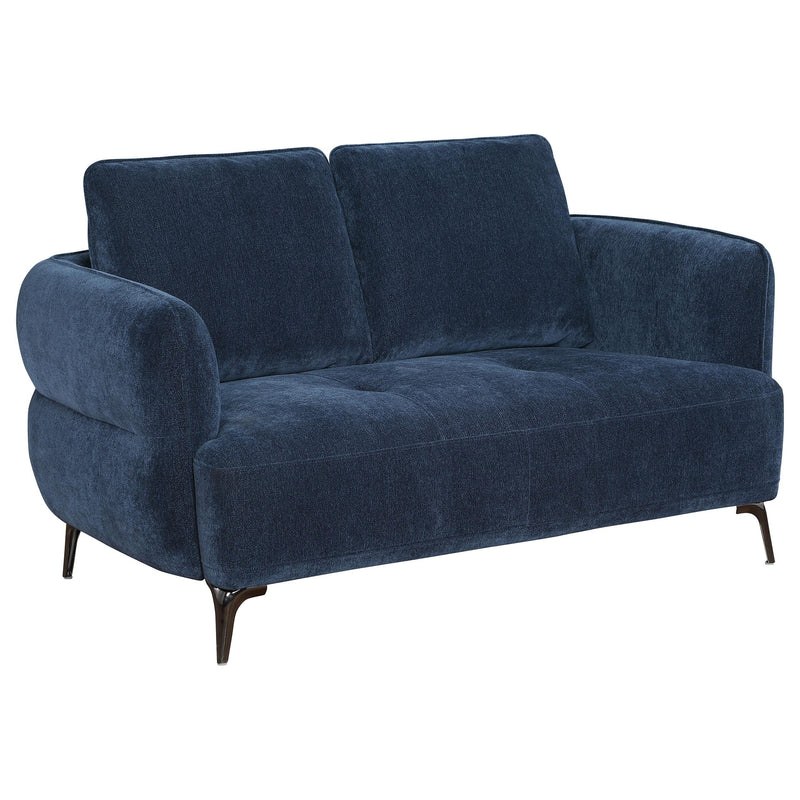 Coaster Furniture Lively 509042 Chenille Upholstered Modern Track Arm Loveseat - Blue IMAGE 1