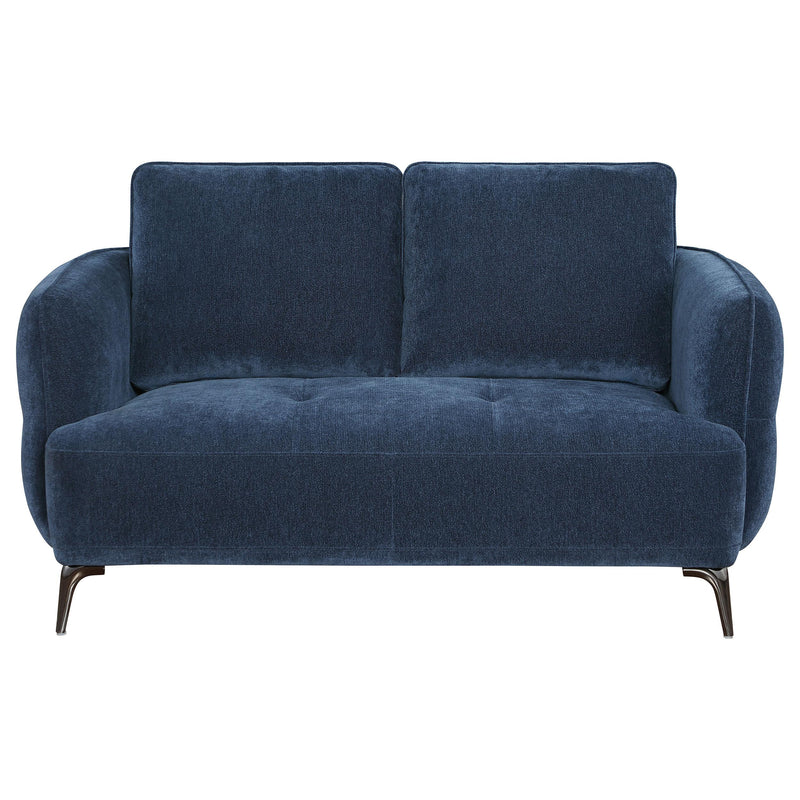 Coaster Furniture Lively 509042 Chenille Upholstered Modern Track Arm Loveseat - Blue IMAGE 2