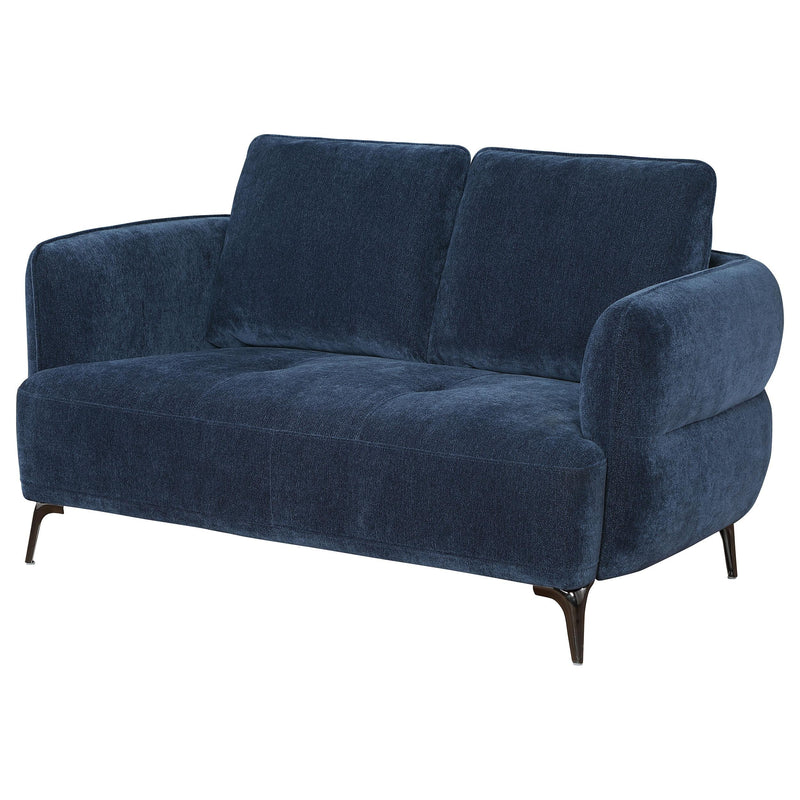 Coaster Furniture Lively 509042 Chenille Upholstered Modern Track Arm Loveseat - Blue IMAGE 3