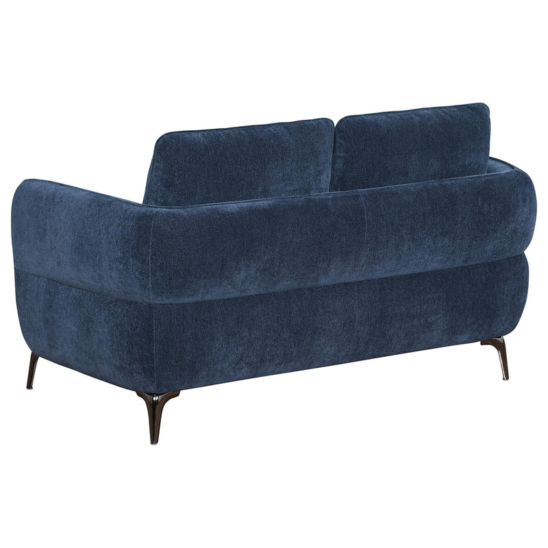Coaster Furniture Lively 509042 Chenille Upholstered Modern Track Arm Loveseat - Blue IMAGE 5