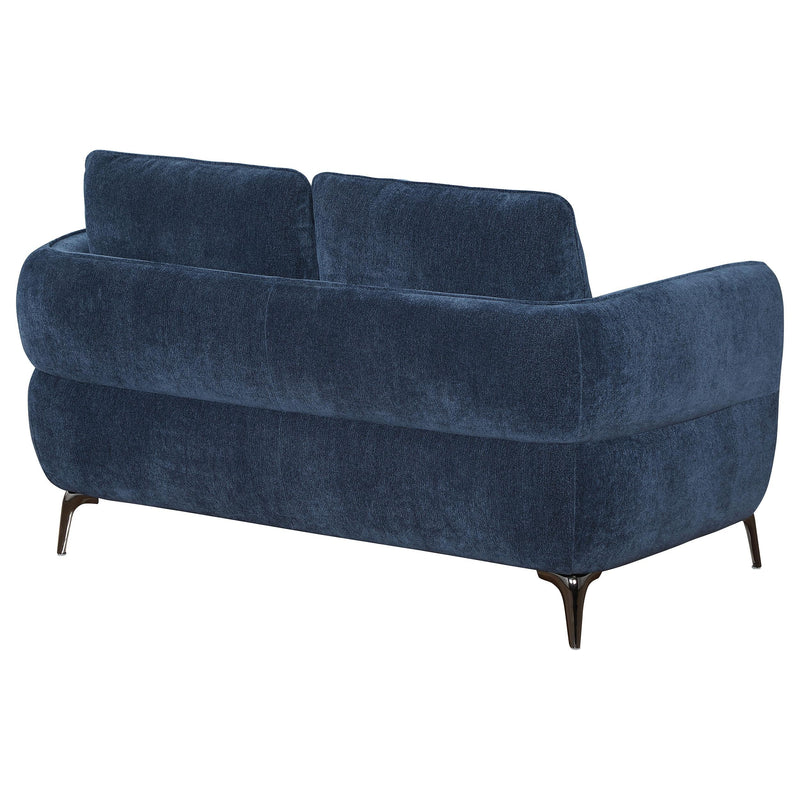Coaster Furniture Lively 509042 Chenille Upholstered Modern Track Arm Loveseat - Blue IMAGE 6