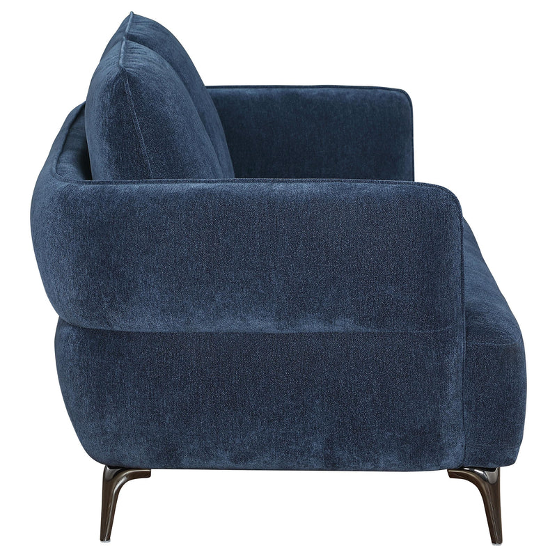 Coaster Furniture Lively 509042 Chenille Upholstered Modern Track Arm Loveseat - Blue IMAGE 7