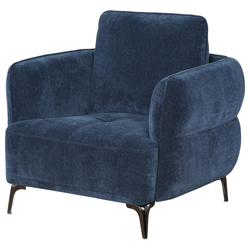 Coaster Furniture Lively 509043 Chenille Upholstered Modern Track Arm Chair - Blue IMAGE 3