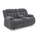  Signature Design by Ashley Observation PC2140596 Double Reclining Power Loveseat with Console IMAGE 1
