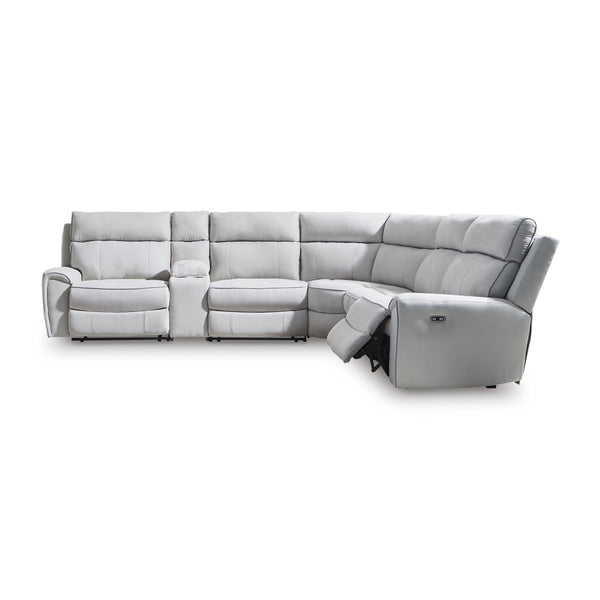 Signature Design by Ashley Social Pointe PC98802S36 6 pc Reclining Sectional with Storage Console IMAGE 1