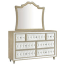 Coaster Furniture Antonella 223523M 7-Drawer Upholstered Dresser with Mirror - Ivory IMAGE 1