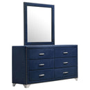 Coaster Furniture Melody 223373M 6-Drawer Upholstered Dresser with Mirror - Pacific Blue IMAGE 1