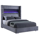 Coaster Furniture Tisdall 306030Q Upholstered Queen Flame Visualizer Bed - Grey IMAGE 2