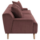 Coaster Furniture Elizabeth 503957 Corduroy Upholstered Extra Long Sofa - Wine Red IMAGE 7