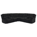  Coaster Furniture Atkinson 601520 Upholstered Reclining Sectional Sofa - Black IMAGE 1