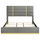  Coaster Furniture Ines 223091GRYKE 56-inch Fabric Upholstered Eastern King Panel Bed - Grey IMAGE 2