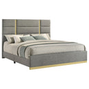  Coaster Furniture Ines 223091GRYKE 56-inch Fabric Upholstered Eastern King Panel Bed - Grey IMAGE 7