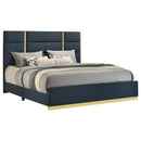 Coaster Furniture Ines 223091NVYKE 56-inch Fabric Upholstered Eastern King Panel Bed - Navy IMAGE 6