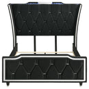  Coaster Furniture Lorient 223161Q Queen LED Upholstered Wingback Bed - Black IMAGE 2