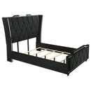  Coaster Furniture Lorient 223161Q Queen LED Upholstered Wingback Bed - Black IMAGE 3