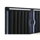  Coaster Furniture Ravenne 223191KE Velvet Upholstered Eastern King LED Panel Bed - Black IMAGE 1