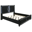  Coaster Furniture Ravenne 223191KE Velvet Upholstered Eastern King LED Panel Bed - Black IMAGE 2