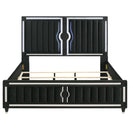  Coaster Furniture Ravenne 223191KE Velvet Upholstered Eastern King LED Panel Bed - Black IMAGE 3